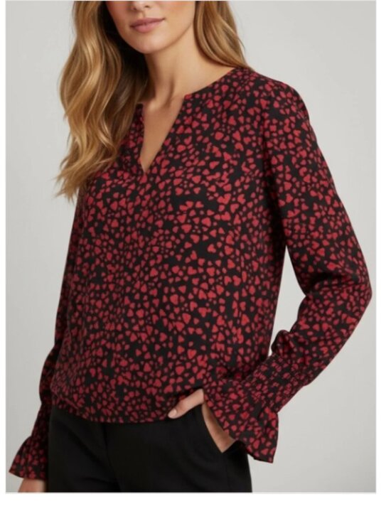 LOFT Tops - Loft Heart V-Neck Long Ruffle Sleeve size small